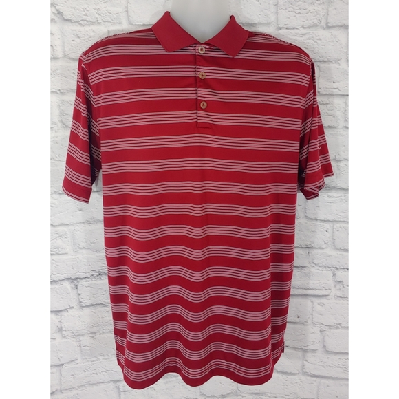 Nike Other - Nike Red/White Striped Dri-Fit Polo, Large